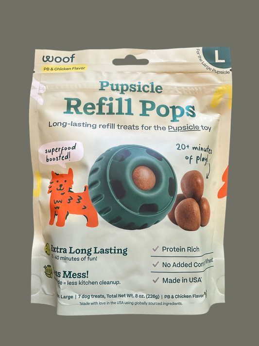 Peanut Butter & Chicken Dog Popsicle Refill – Long-Lasting Calming Treat for Bored Dogs | Woof Pupsicle Compatible