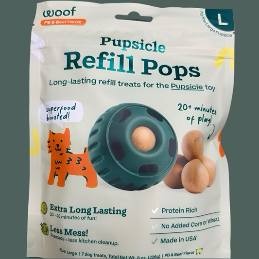 Peanut Butter & Beef Flavor Dog Popsicle Refill – 20+ Minute Lickable Treat for Woof Pupsicle Toy